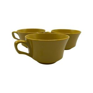 Vintage Allied Chemical , (3) MUSTARD YELLOW COFFEE CUPS Melamine MCM